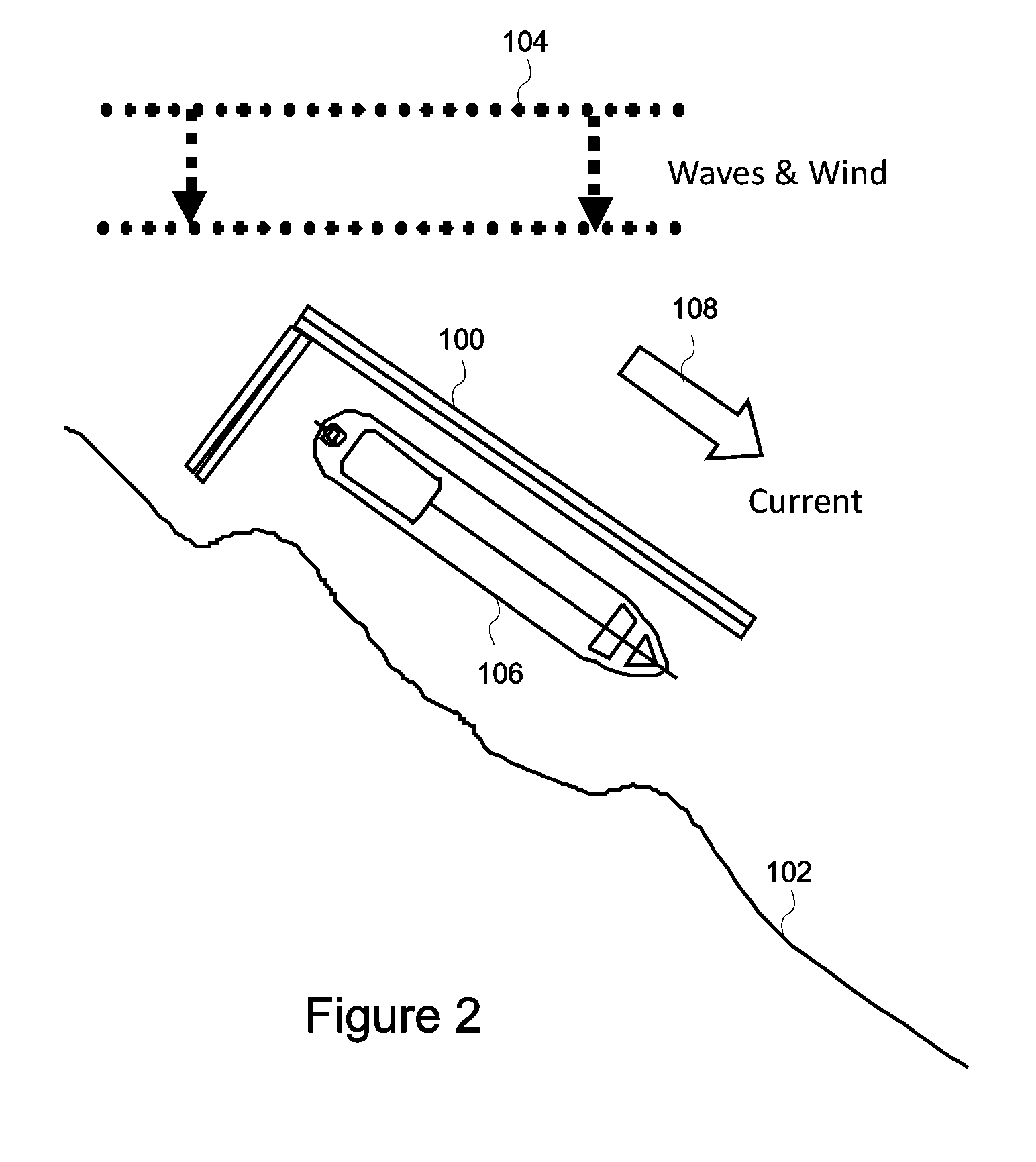 Temporary floating breakwater and causeway with simulated beach and kelp