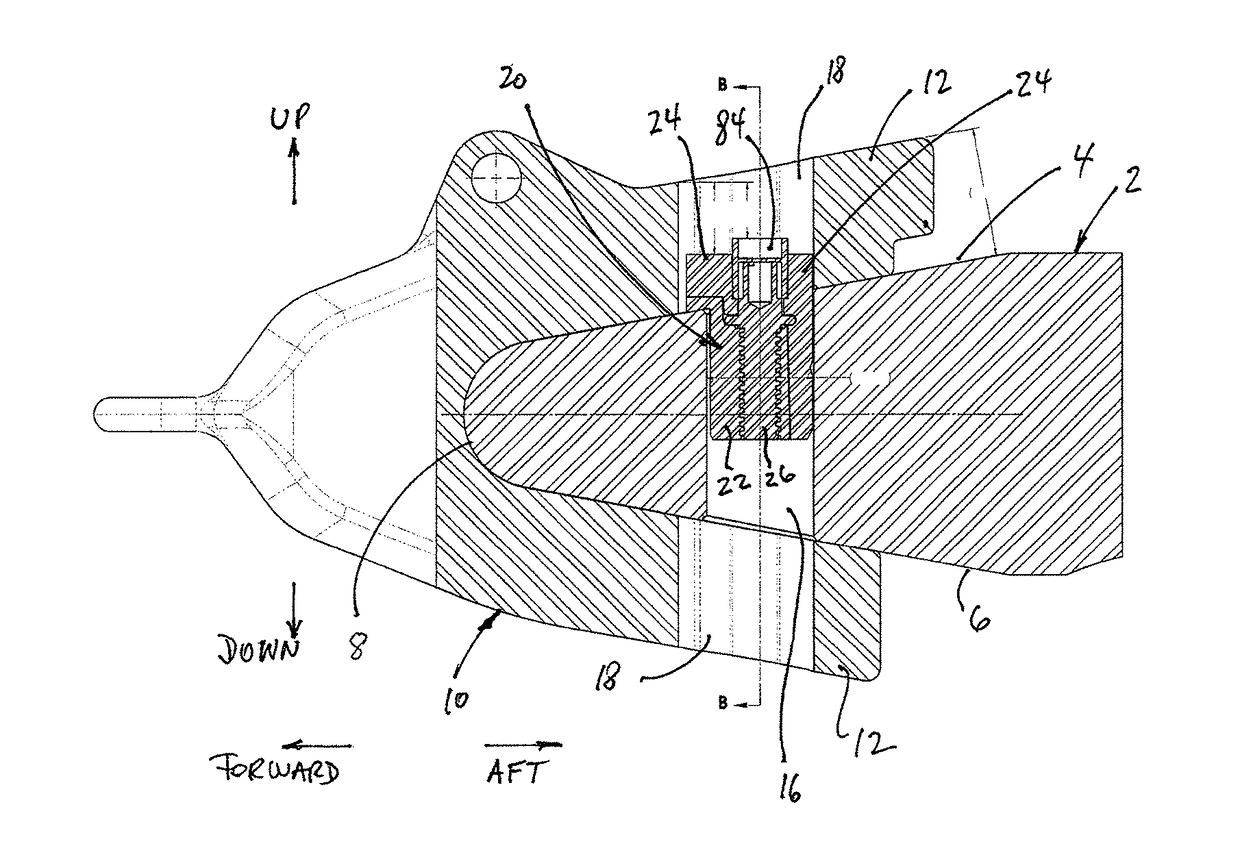 Self-locking connector pin for demountably securing consumable ground digging components to containers of earth moving equipment