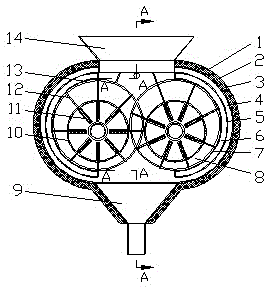 Internal-combustion heating rotary vane type biomass gasification furnace