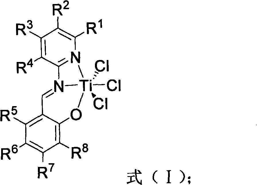 Salicylaldehyde pyridine imido titanium trichloride complex, its preparation method and application thereof, and polymerization method of ethene