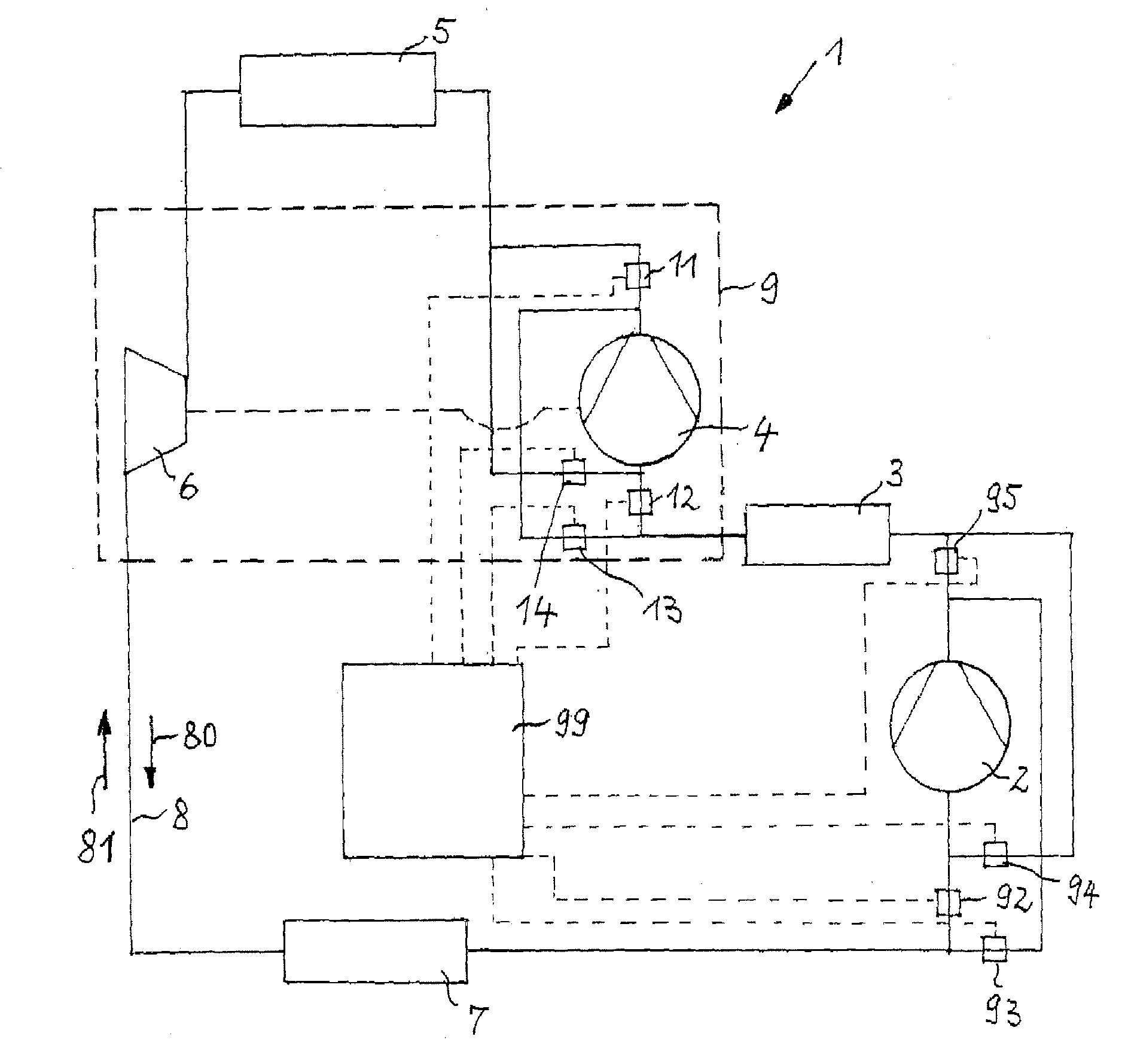 Air conditioning unit, operatable with carbon dioxide, for vehicles and method for operating the air conditioning unit