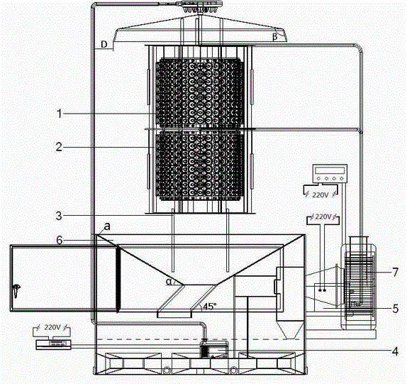 Water spray and electrostatic knockdown locust phototaxis trapping device