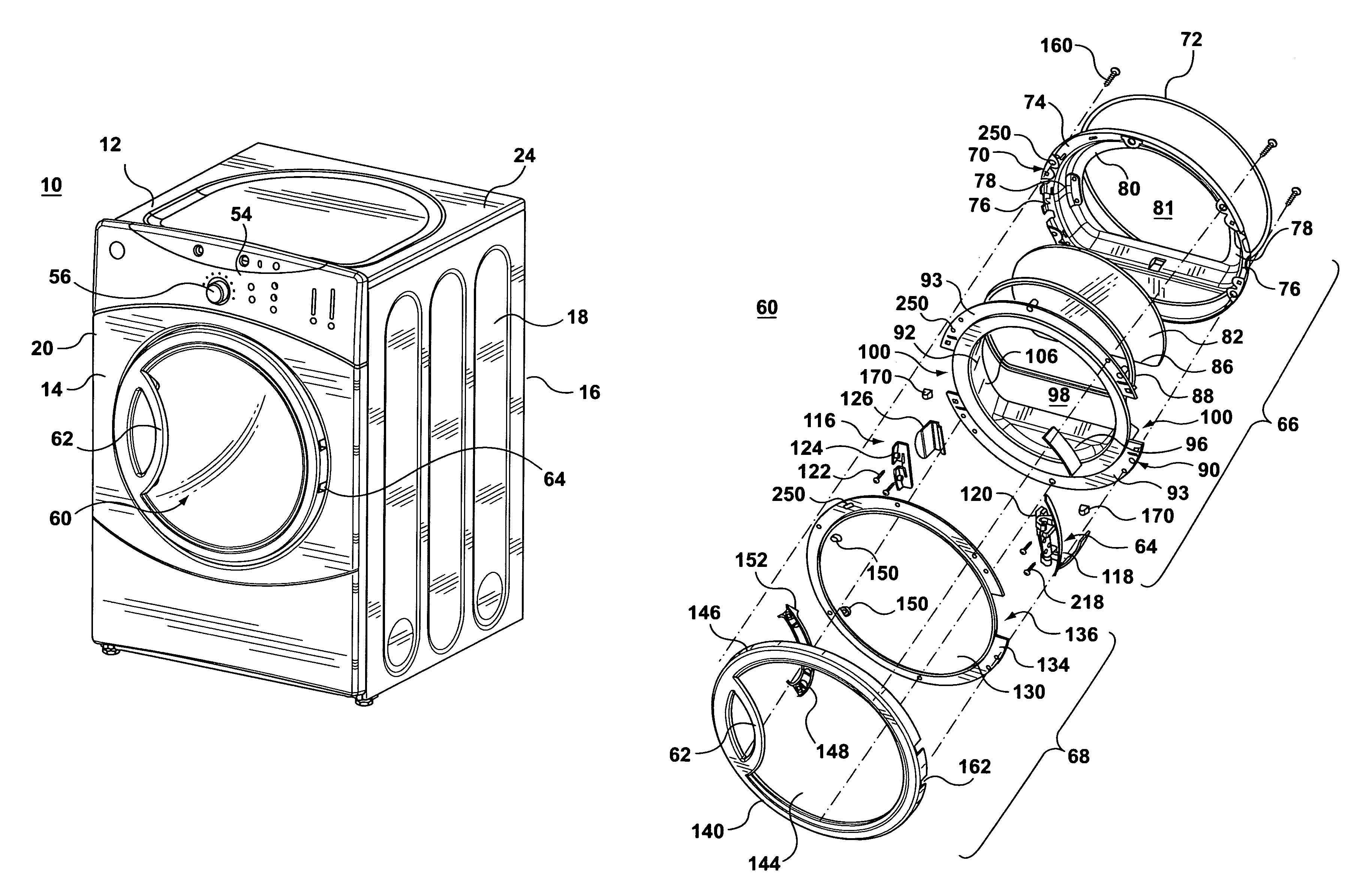 Clothes dryer door assembly