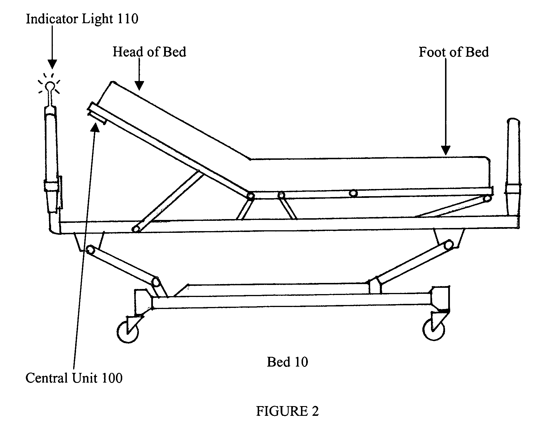 Bed angle sensor for reducing ventilator-associated pneumonia