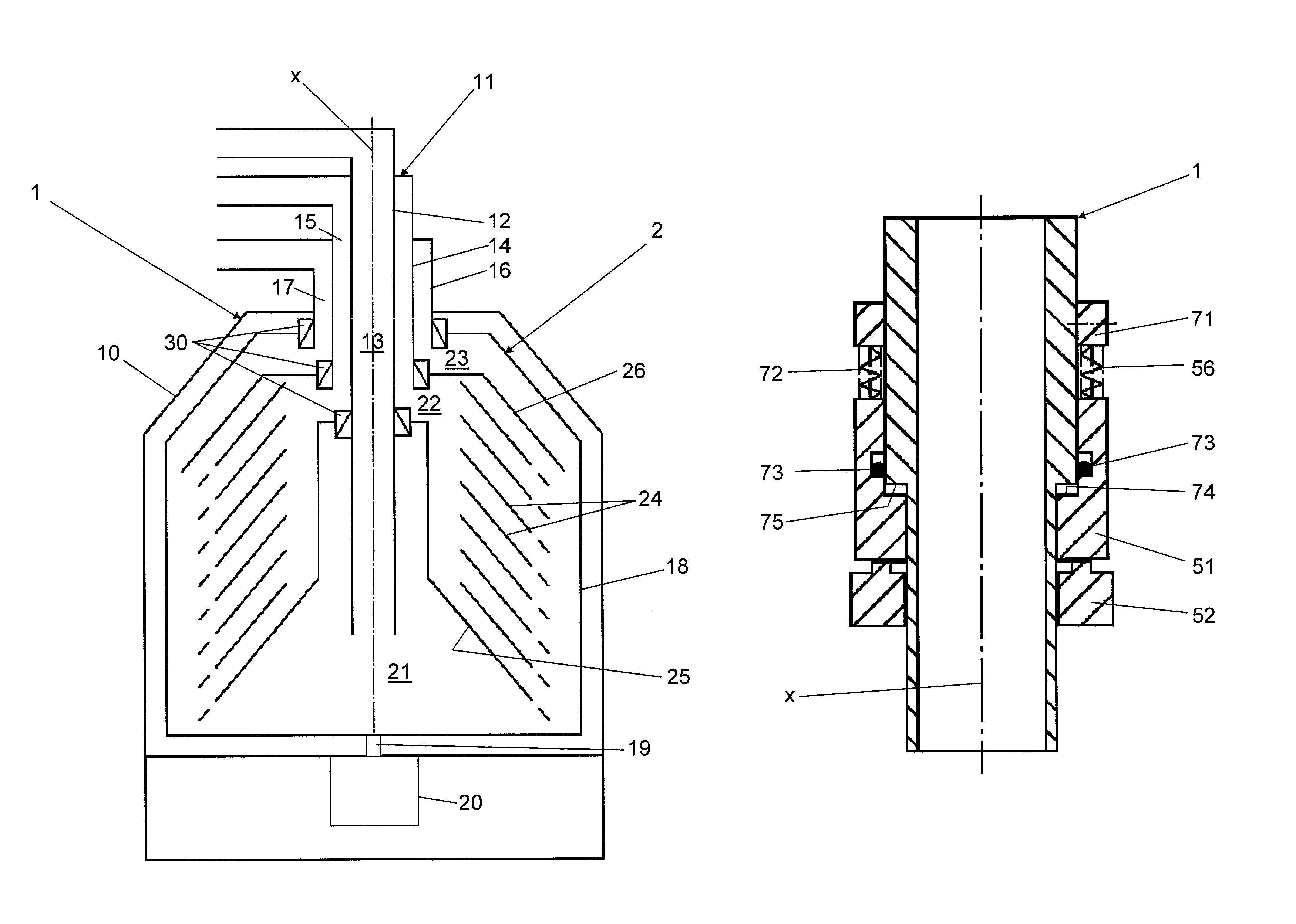 Centrifugal separator with sealing device