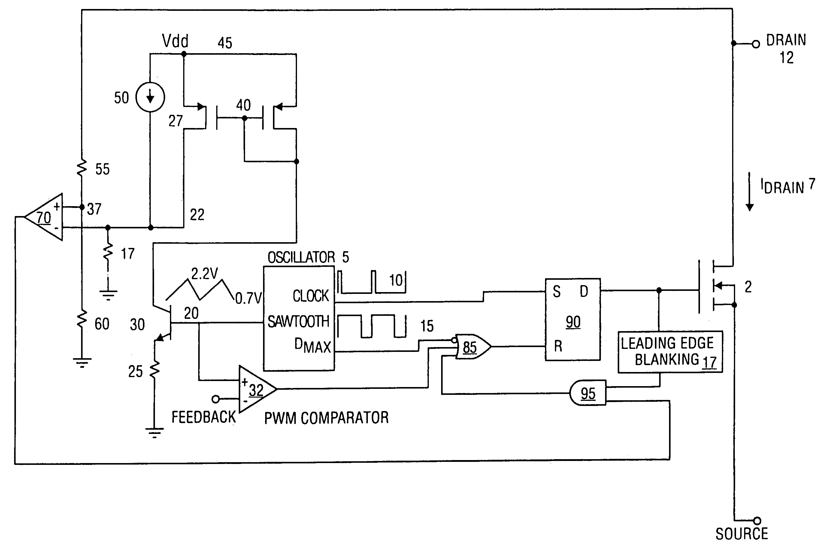 Method and apparatus for maintaining a constant load current with line voltage in a switch mode power supply