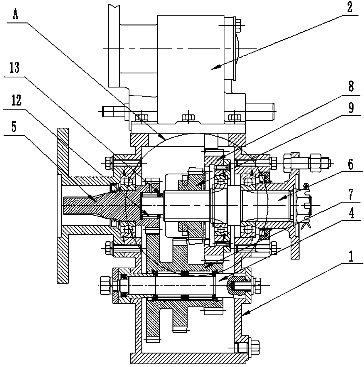 Two-gear electric truck transmission with force taking device