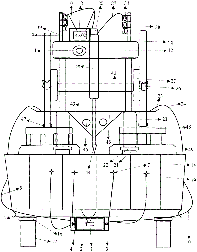 Novel electrolytic smelting furnace body temperature alarm device