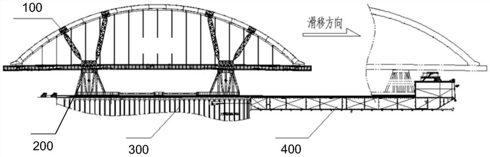 Connecting frame device for displacement for large steel structure bridge and using method thereof