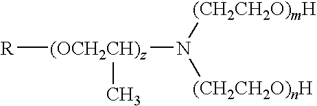 Herbicide formulations containing an etheramine and alkylamine alkoxylate surfactant system