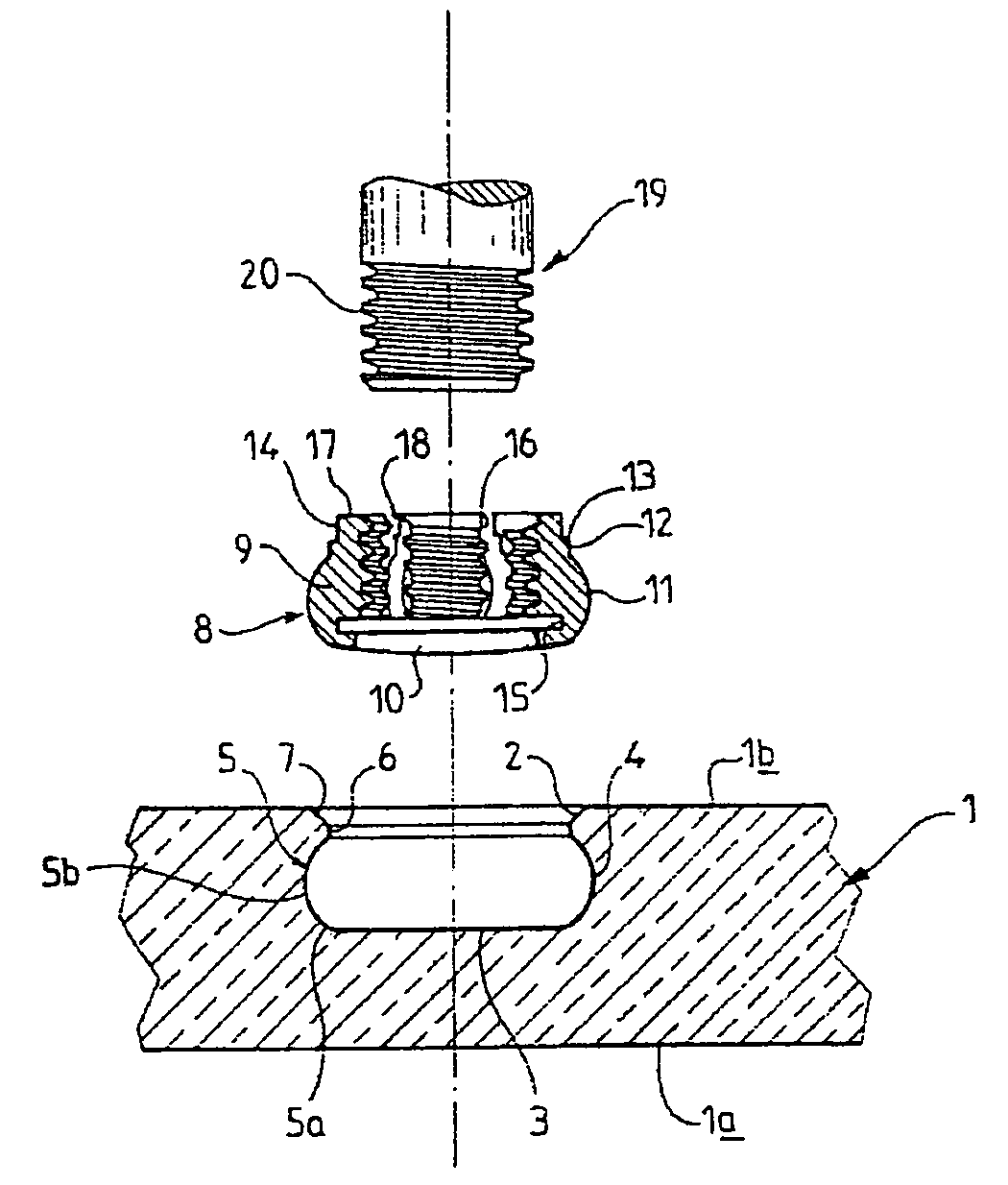 Insert in the form of a threaded bushing, which is designed to equip and fix plates, for example, glass plates, and plates thus equipped