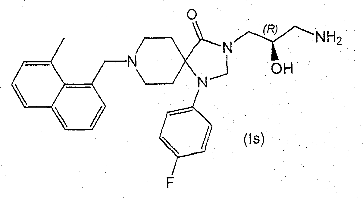 Salts of 3-(3-amino-2-(r)-hydroxy-propyl)-1-(4-fluoro-phenyl)-8-(8-methyl-naphthalen-1-ylmethyl)-1,3,8-triaza-spiro[4.5]decan-4-one