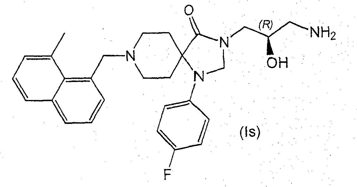 Salts of 3-(3-amino-2-(r)-hydroxy-propyl)-1-(4-fluoro-phenyl)-8-(8-methyl-naphthalen-1-ylmethyl)-1,3,8-triaza-spiro[4.5]decan-4-one