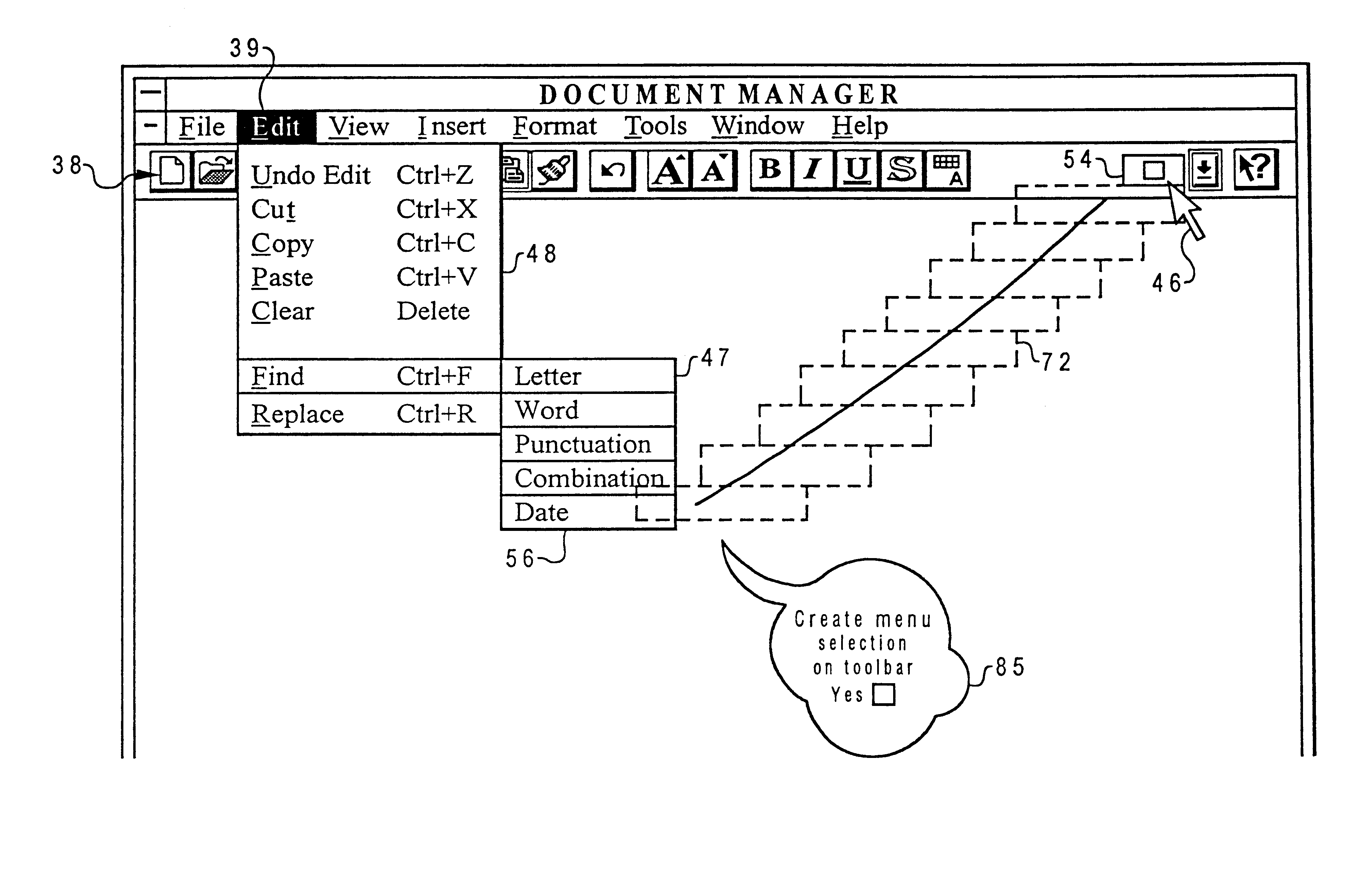 Easy method of dragging pull-down menu items onto a toolbar