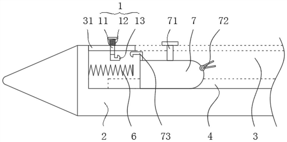 Lease rod penetrating device for sizing machine