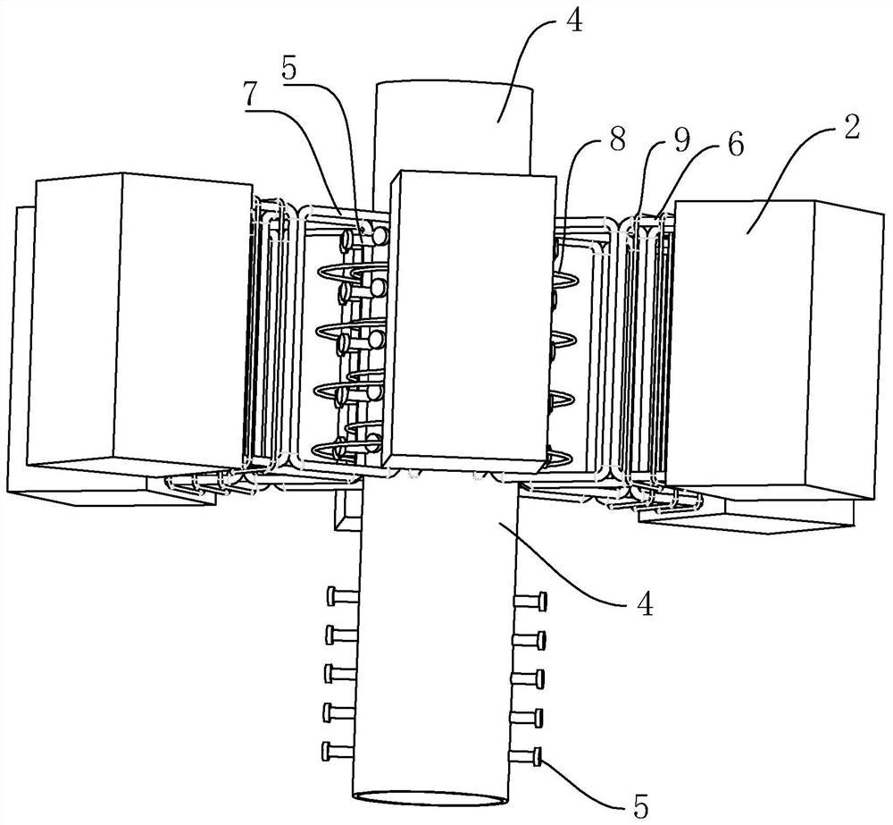 Reinforced concrete with steel core connection nodes and connection methods for prefabricated beams and columns