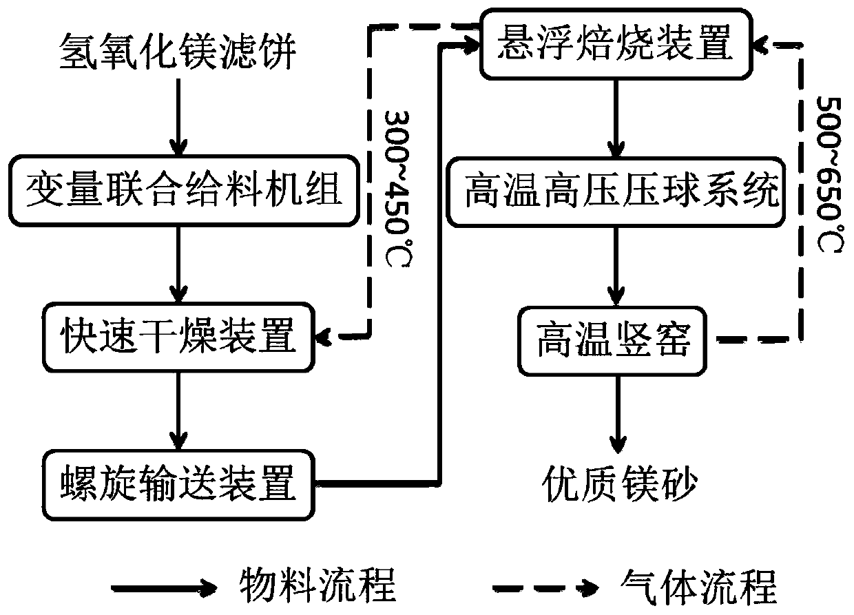 Technology and system for producing sintered magnesia from magnesium hydroxide