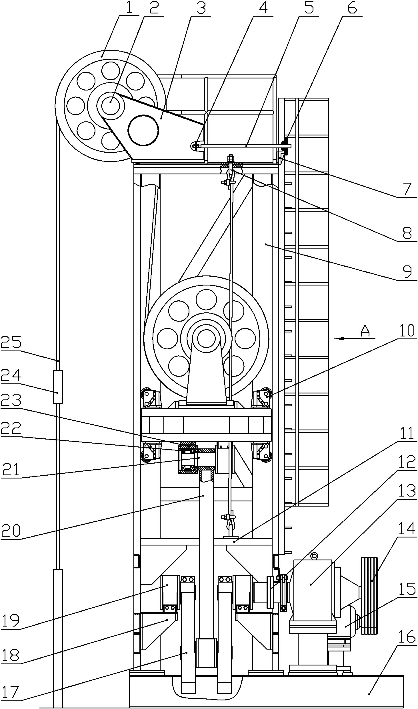 Pulley type oil pumping machine