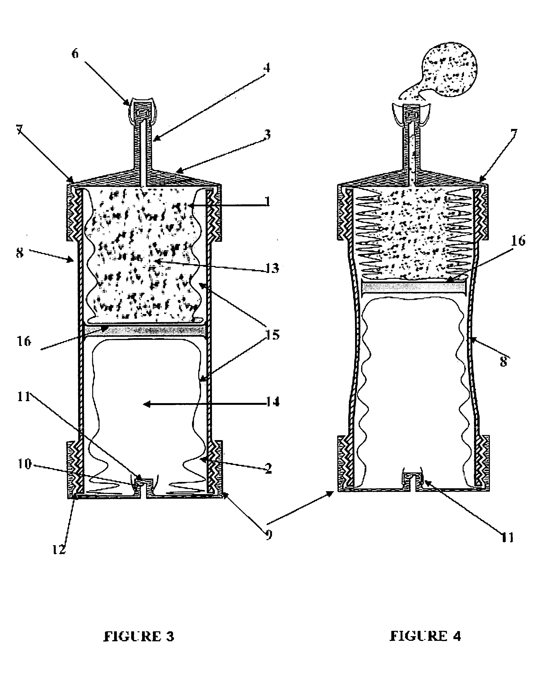 Squeezable Partition Bottle and Bag