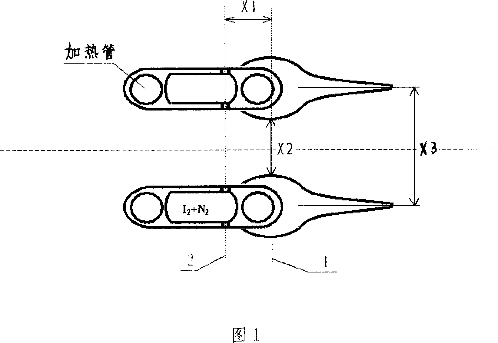 Oxygen-iodine chemical laser ultrasonic oxygen iodine mixing spraying pipe with nitrogen as the dilution gas