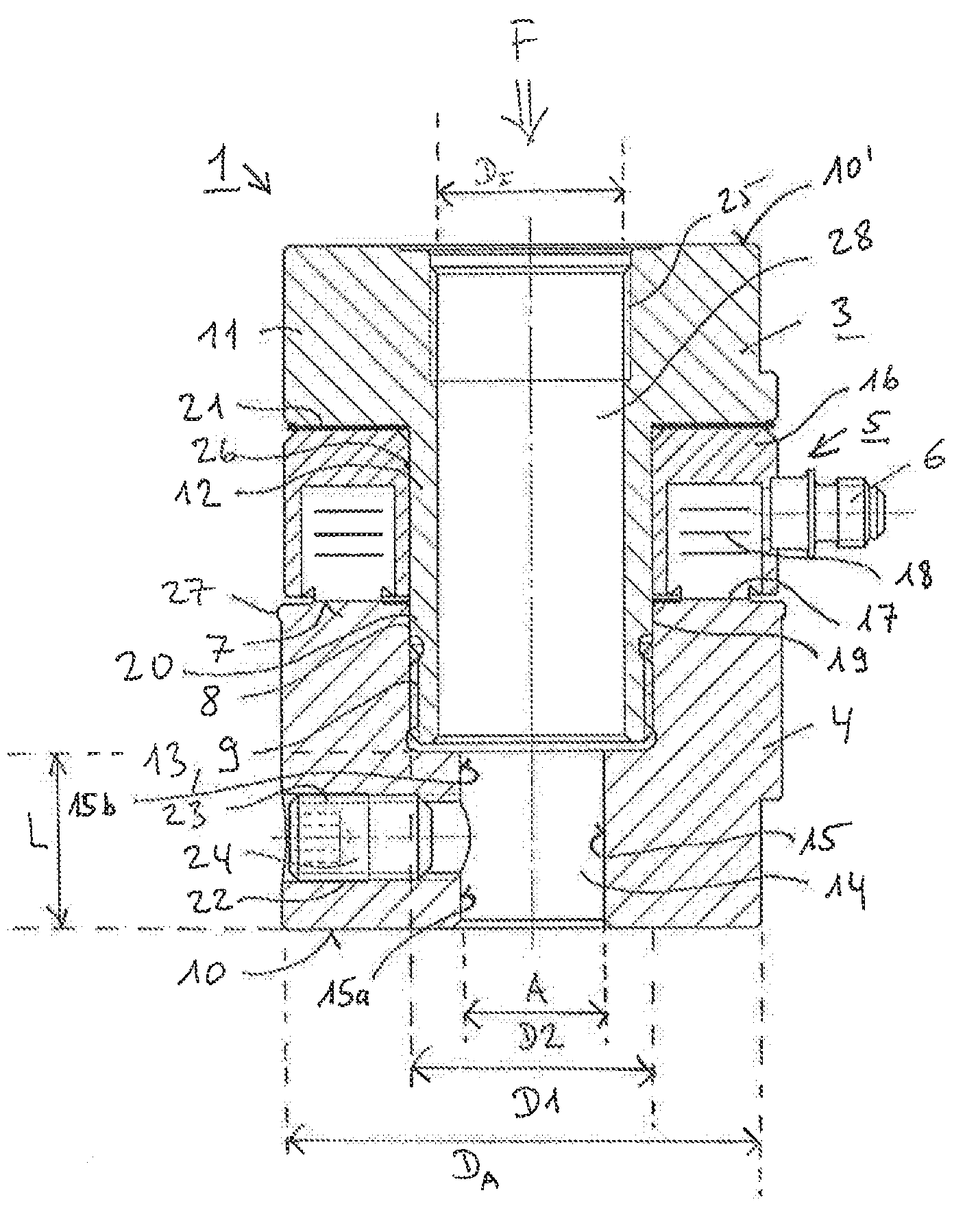 Force sensor for manually operated or pneumatic presses