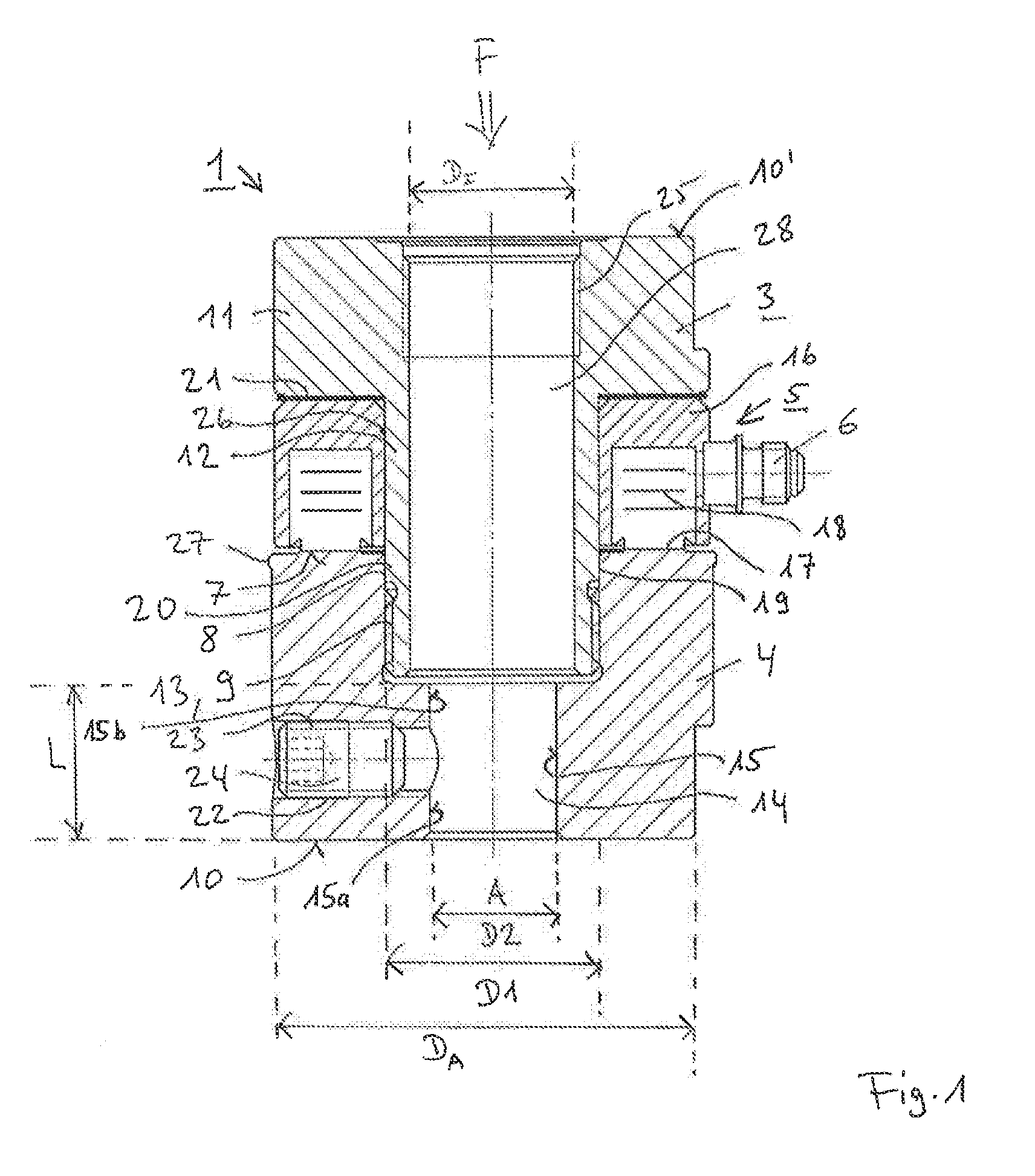 Force sensor for manually operated or pneumatic presses