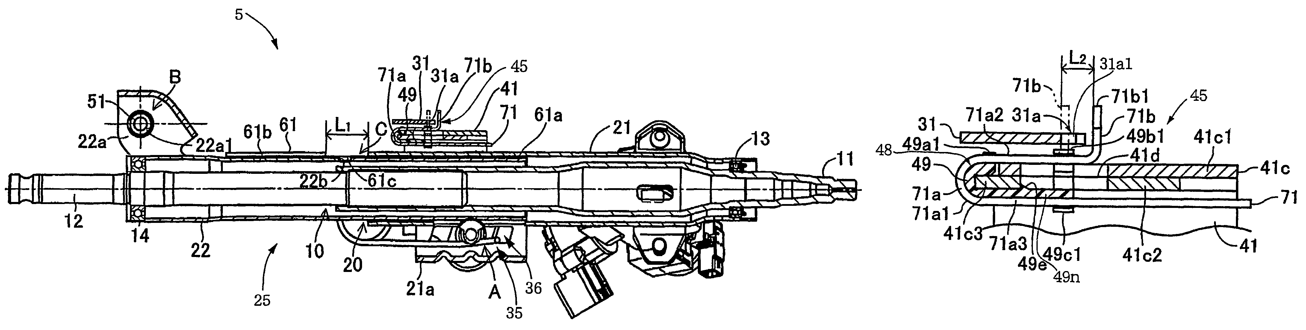 Shock absorbing steering apparatus