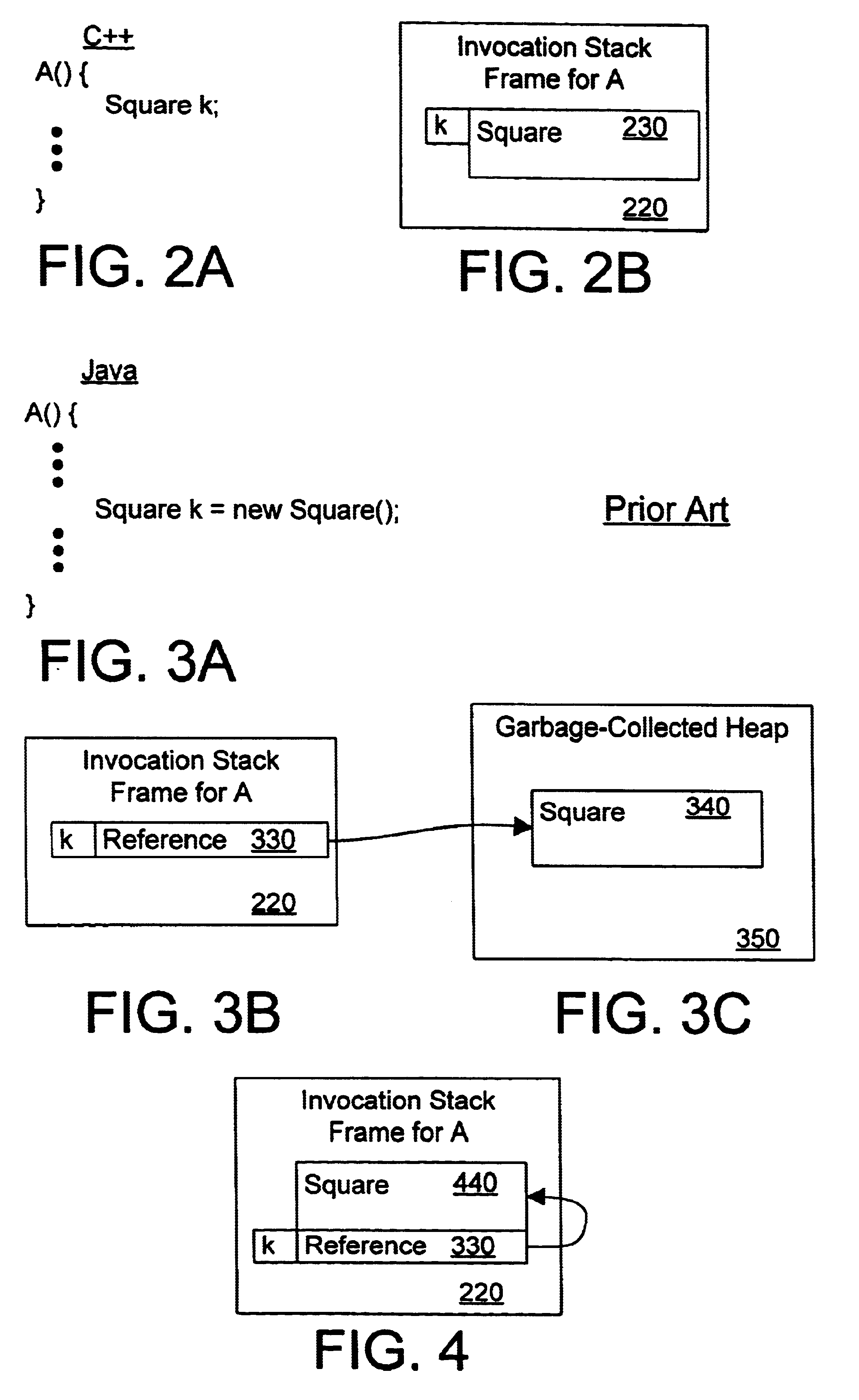 Object oriented apparatus and method for allocating array objects on an invocation stack