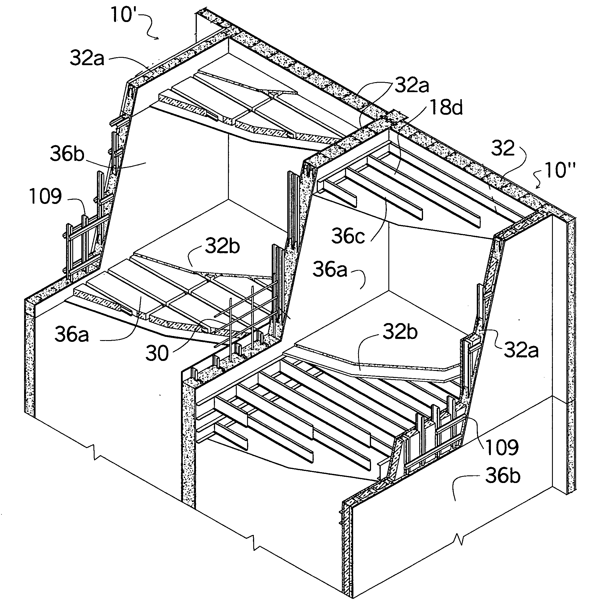 Modular building construction employing concrete mold assembly