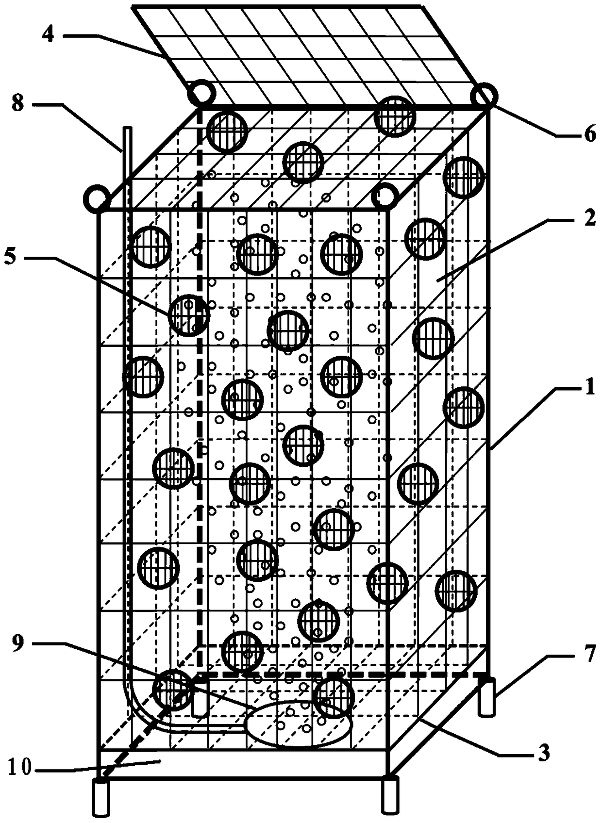 A cage-type biological filler sewage treatment device and its working method and application