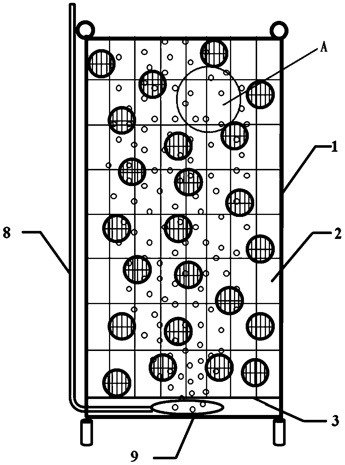 A cage-type biological filler sewage treatment device and its working method and application