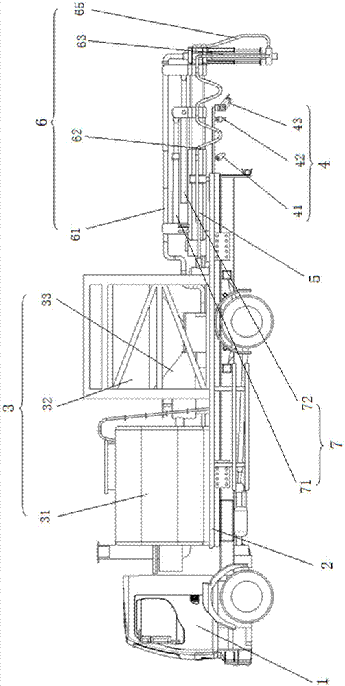 Full-automatic jet type pavement pit repairing vehicle