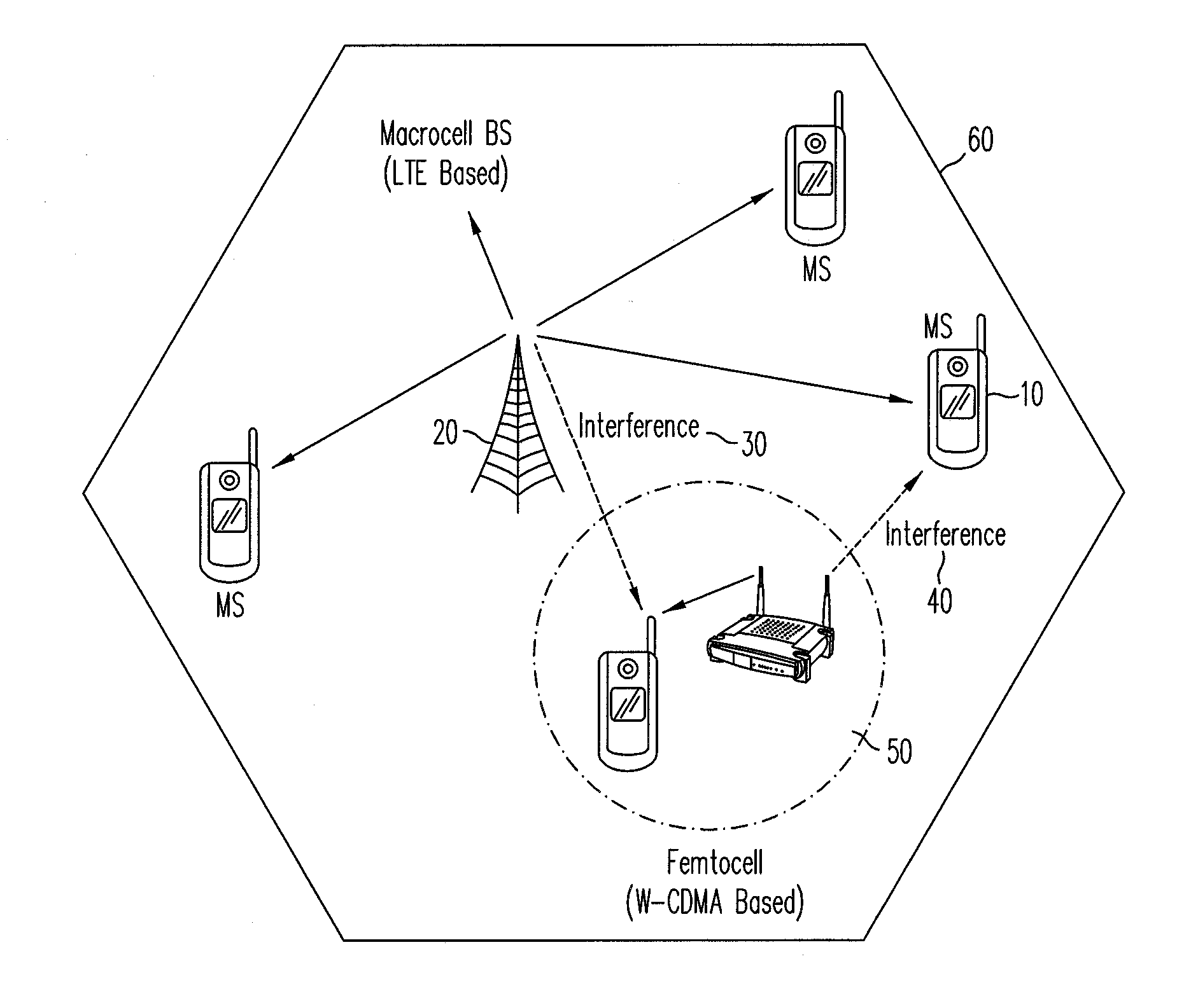 Method for iterative interference cancellation for co-channel multi-carrier and narrowband systems