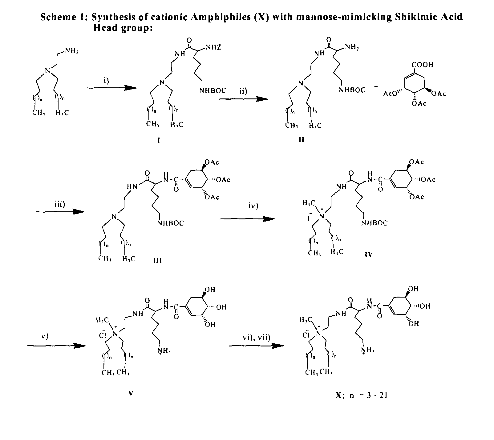 Cationic amphiphiles with mannose-mimicking head-groups and a process for the preparation thereof