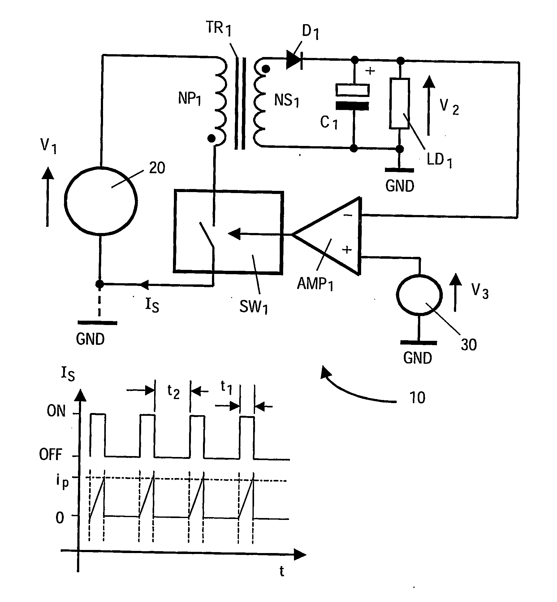 Switch mode power supply apparatus with multiple regulated outputs and a single feedback loop