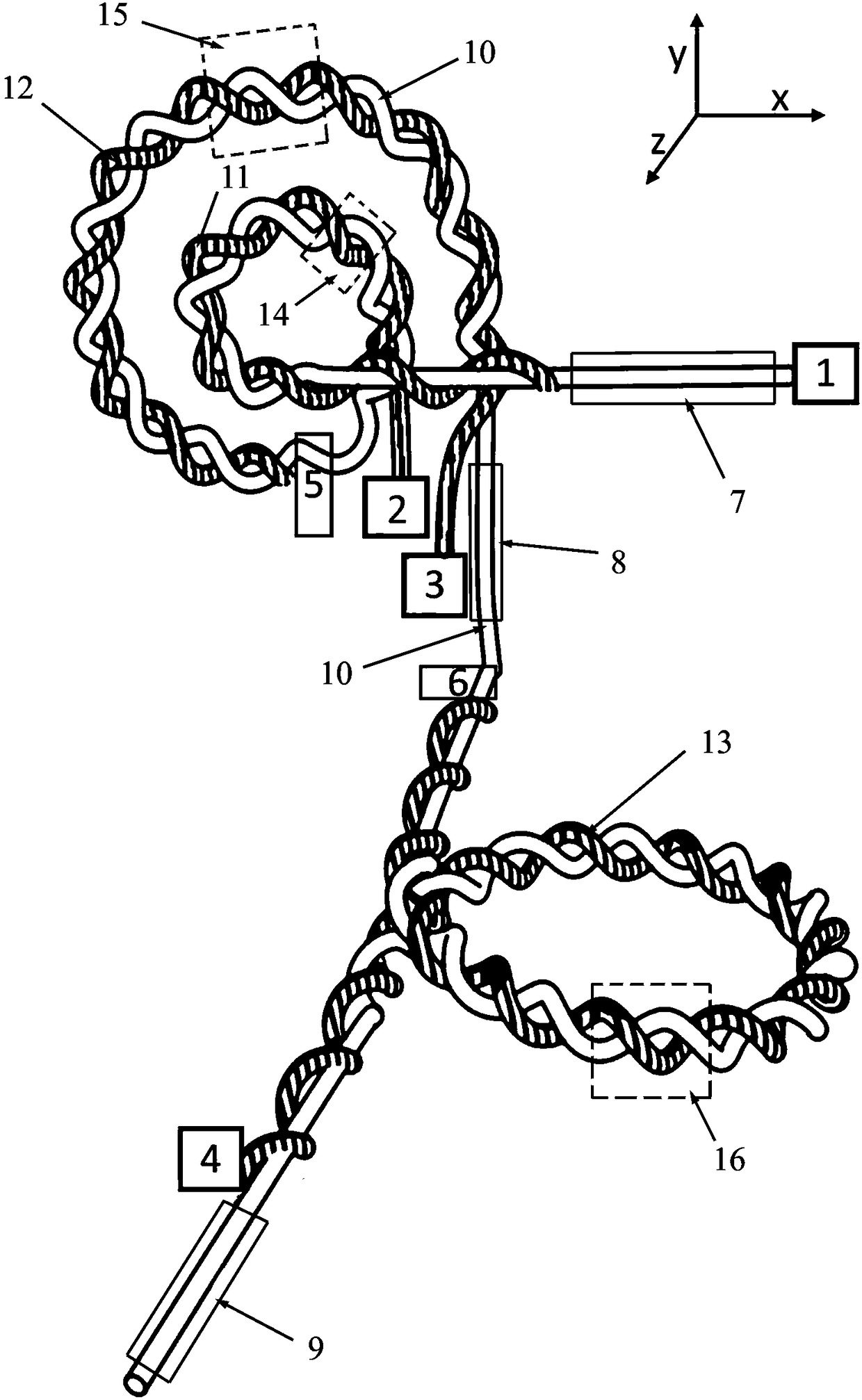 Three-dimensional displacement measuring sensor based on polymer fiber