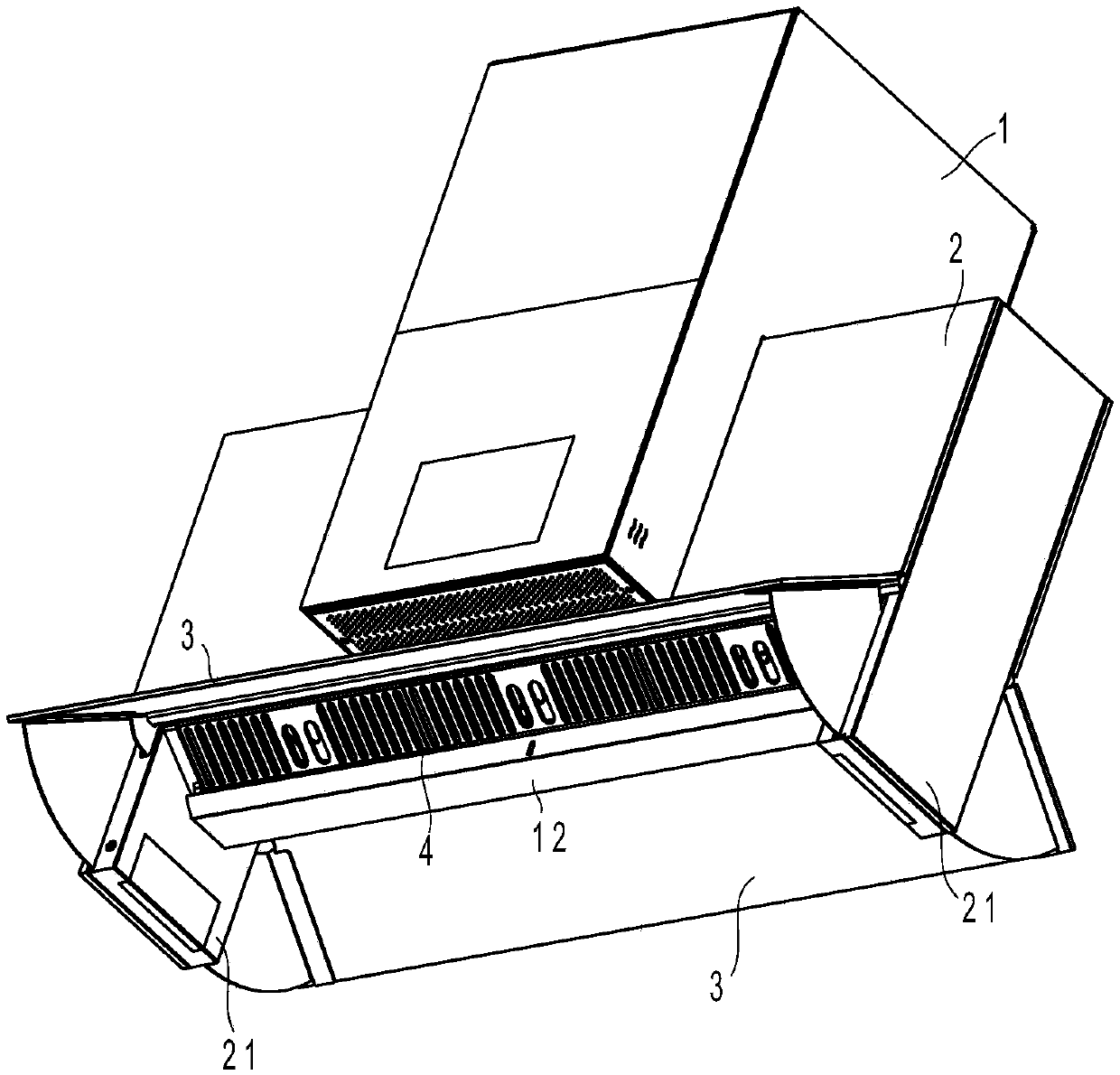 Middle island type extractor hood