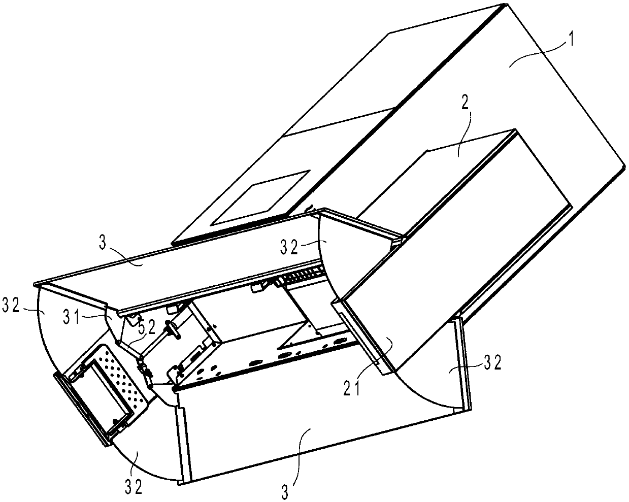 Middle island type extractor hood