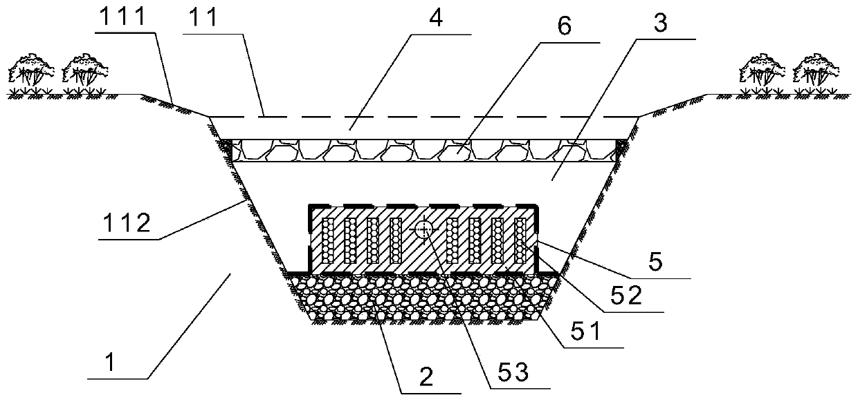 Immobilized microorganism coupled-type grass planting ditch