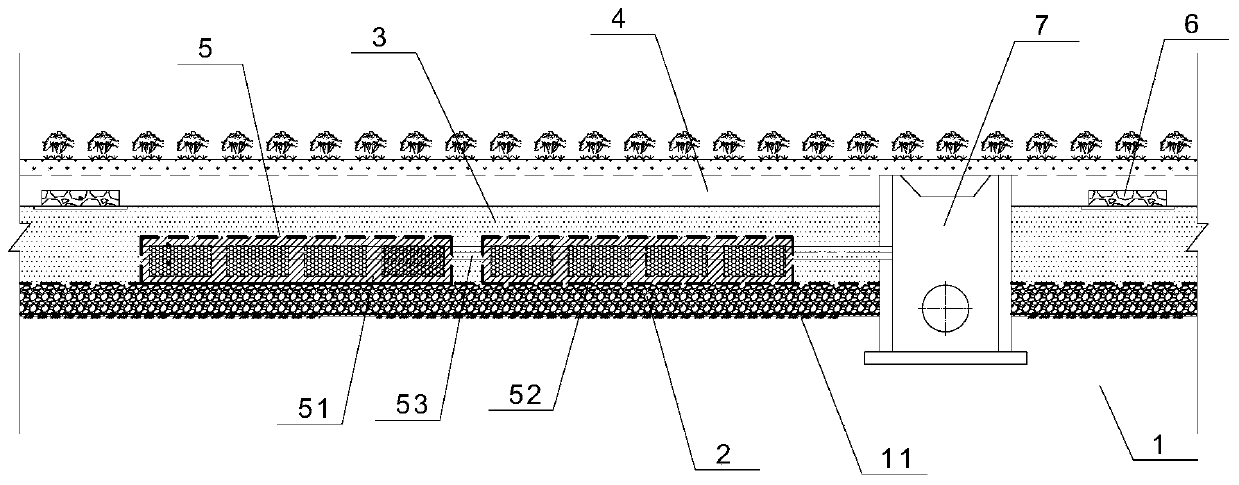 Immobilized microorganism coupled-type grass planting ditch