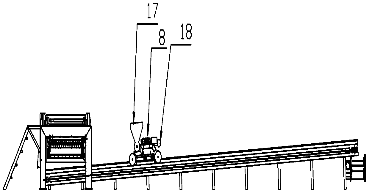 Cool-spreading and distiller's yeast-adding device, and method and system for cool-spreading and stacking