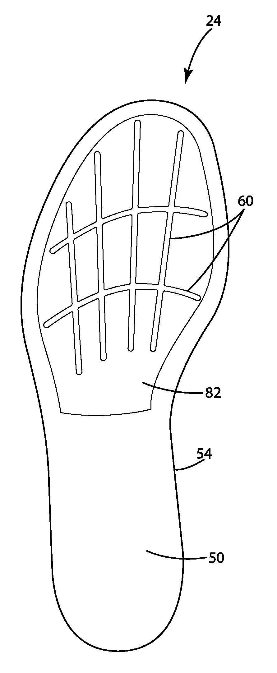 Flexible article of footwear and related method of manufacture