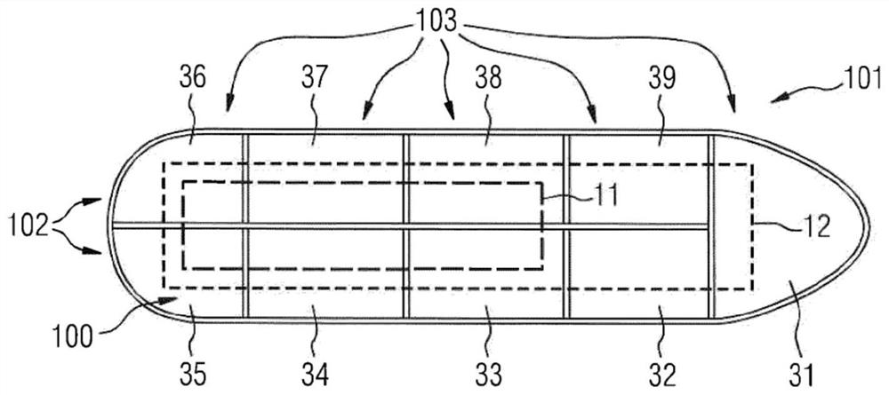 Energy supply system for a water-bound device which has different connected zones