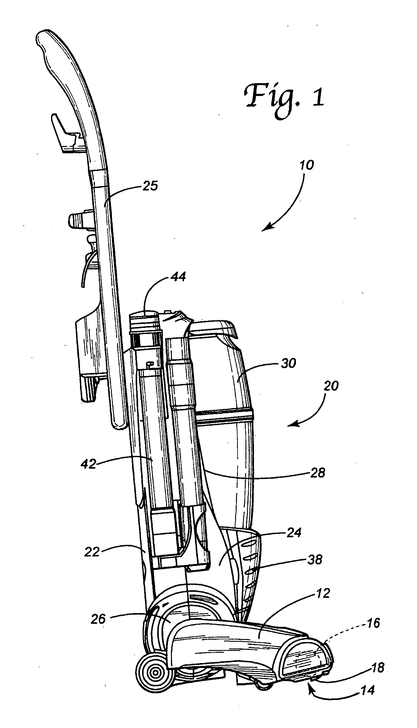 Upright vacuum cleaner equipped with electrified stretch hose and wand