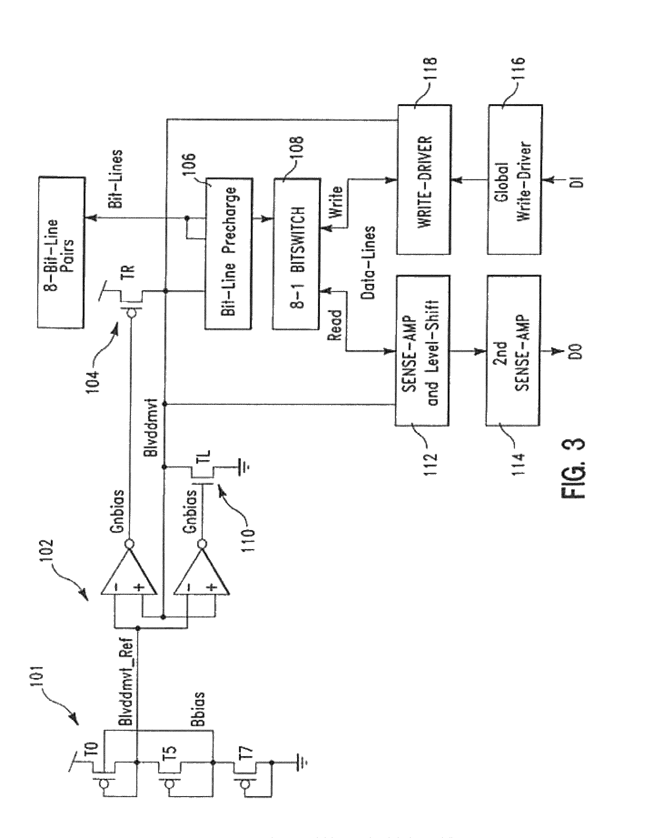 Single supply sub VDD bit-line precharge SRAM and method for level shifting