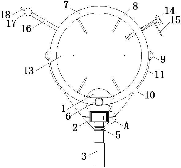 A lightning protection puncture grounding clamp