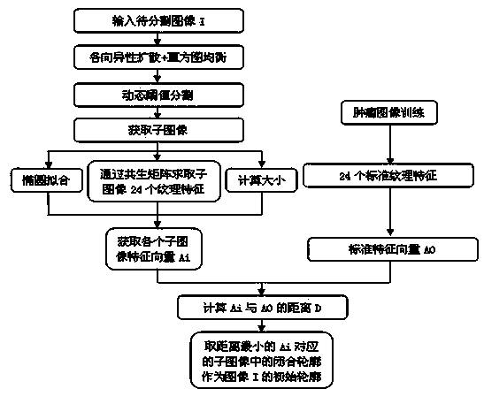 Method for acquiring initial contour in ultrasonic image segmentation based on active contour model