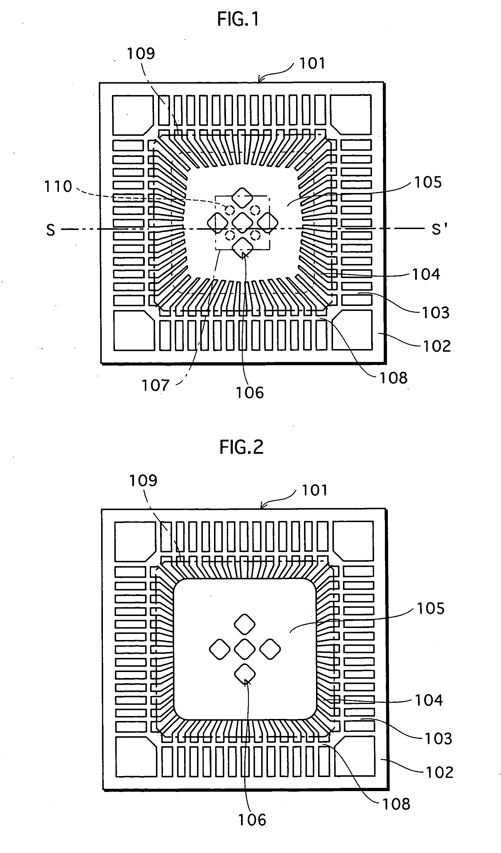 Resin-sealed semiconductor device, leadframe with die pads, and manufacturing method for leadframe with die pads