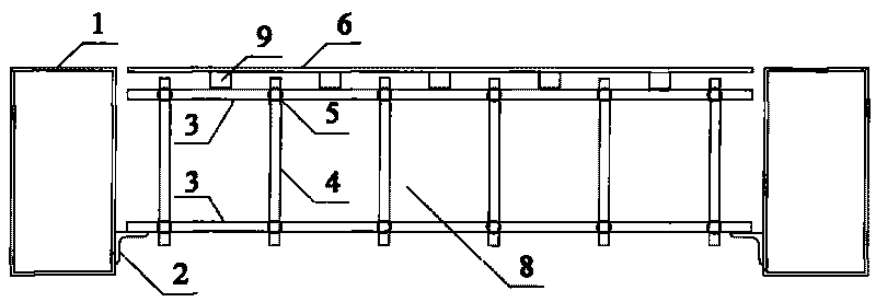 Template support system of box type girder cast-in-place concrete floor plate of steel frame construction