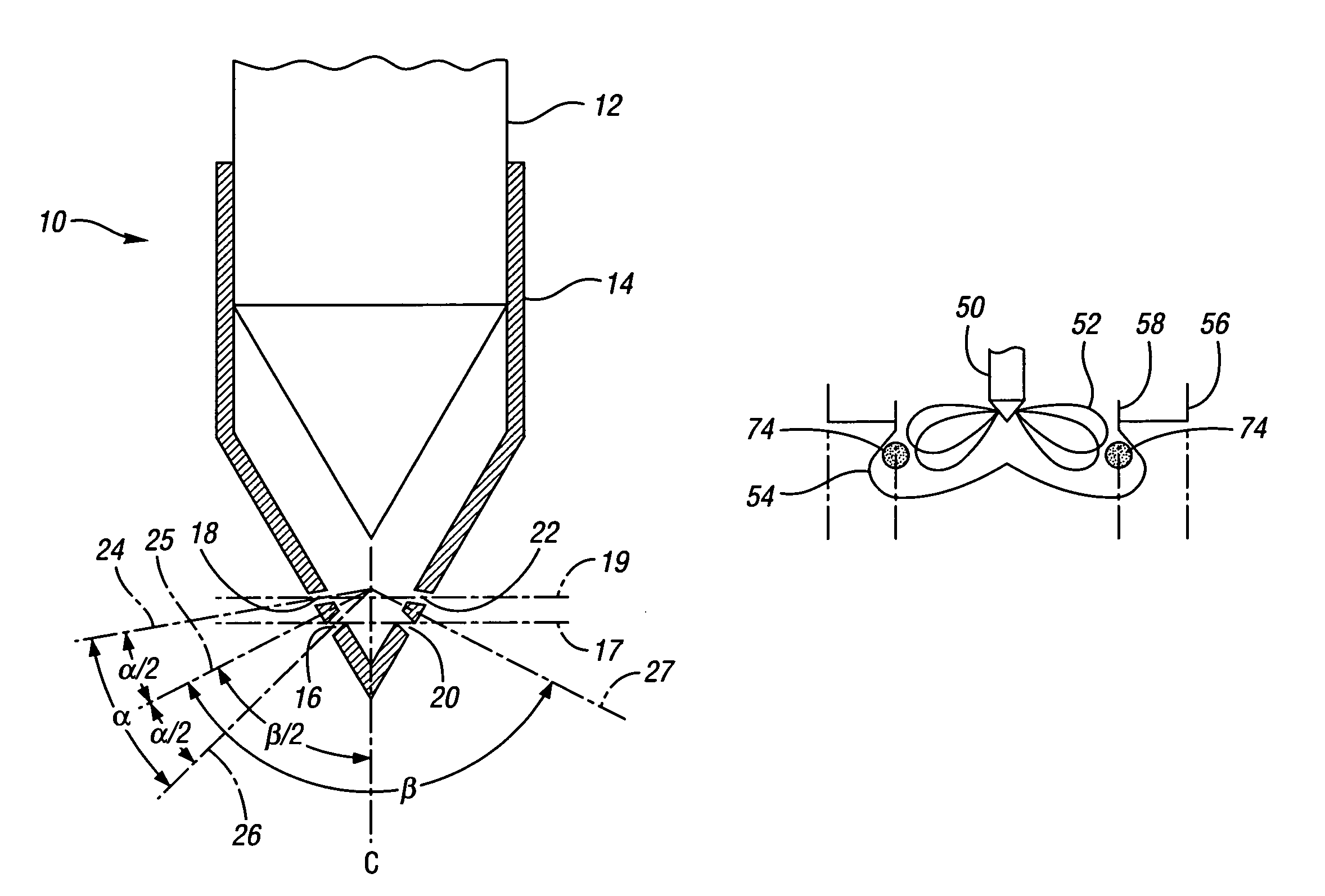 Injector double row cluster configuration for reduced soot emissions